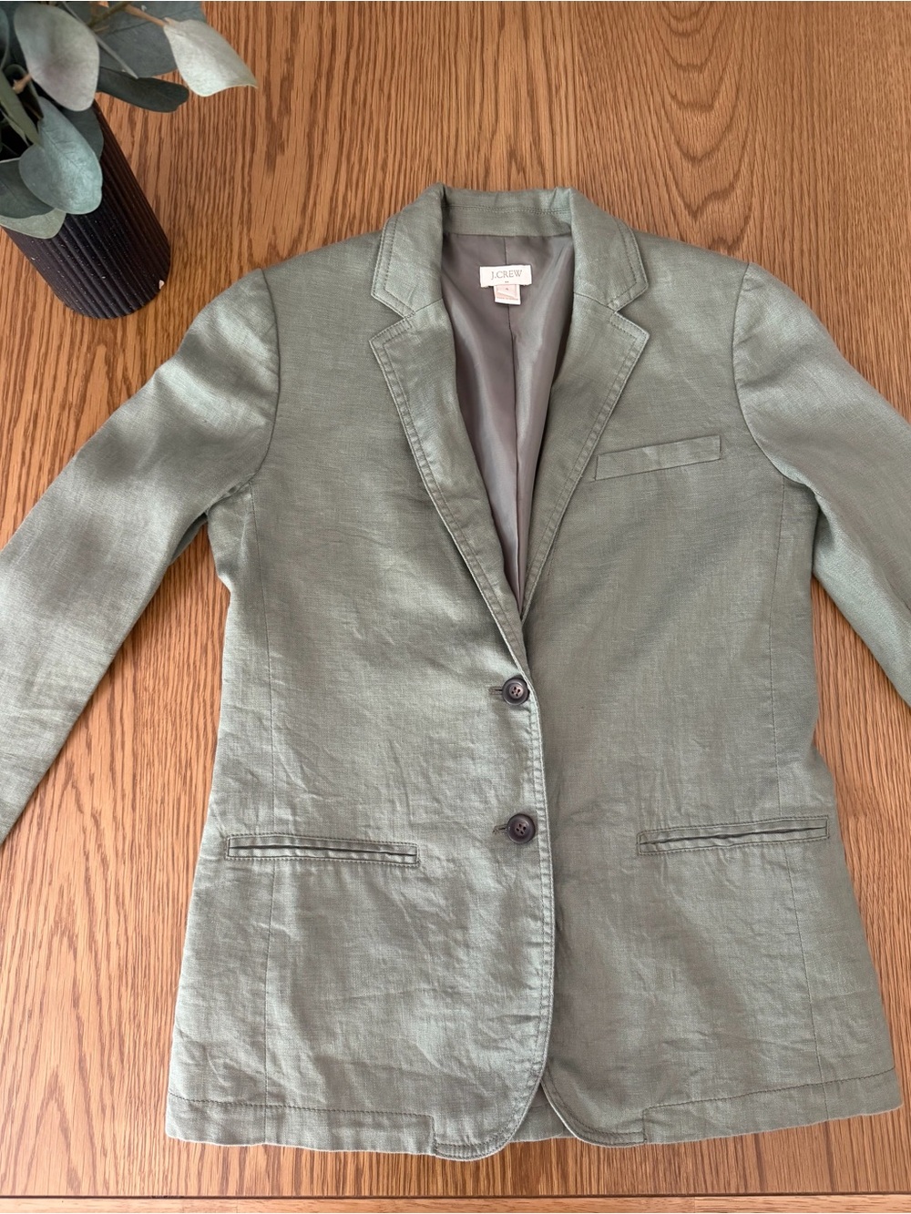 J. Crew Sage Green Linen-Blend Blazer